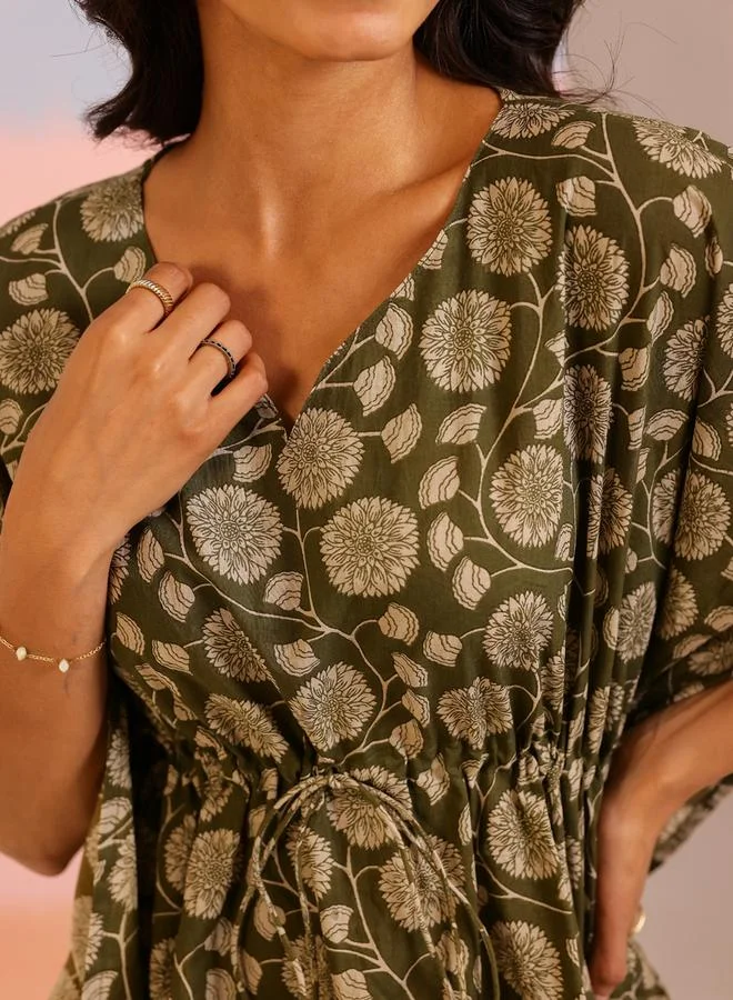 Sanskrutihomes  Women Pure Cotton Floral Printed Kimono Top and Pyjama Set for Women | Best Price UAE